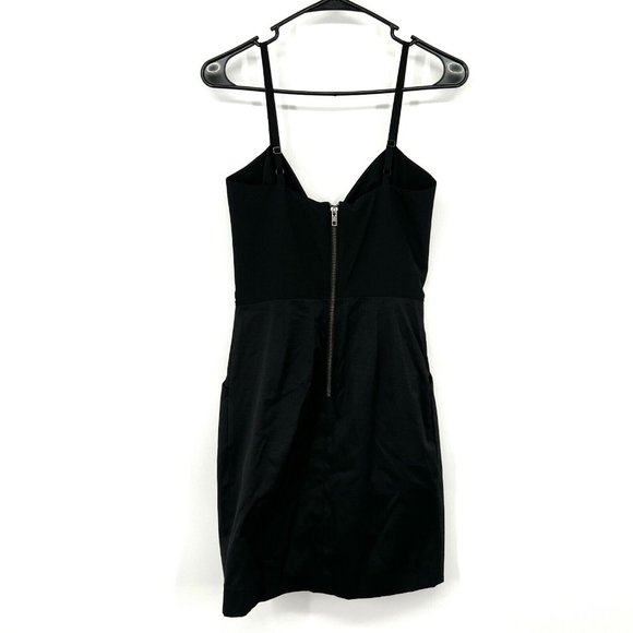 H&M Dress Black Sleeveless V Neck Bow Mini Sheath Pleated NWT - Picture 6 of 9